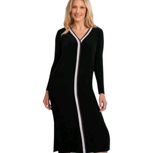 Sympli Black Underline V Neck Midi Travel Jersey Stetch Dress Womens Size 12